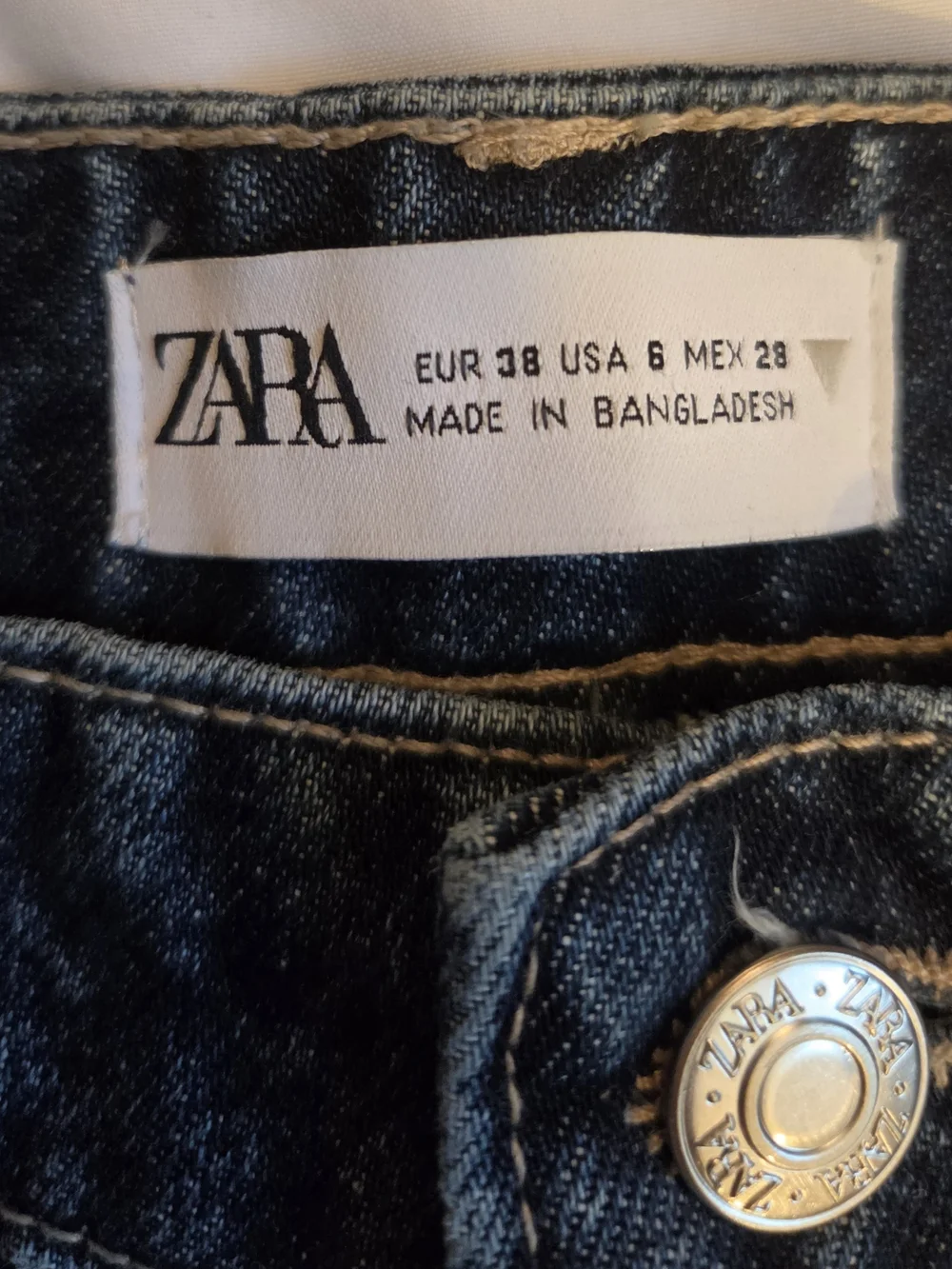 ZARA High-Rise Dark Blue Wide-Leg Women's Jeans